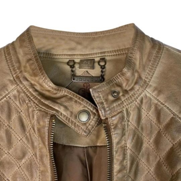 Jou Jou Jackets & Coats Odyn Caramel Quilted Motorcycle Jacket